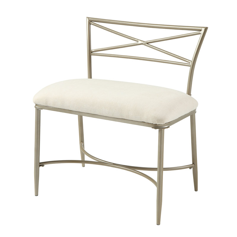 Azalea Park Champagne Vanity Bench with White Cushion
