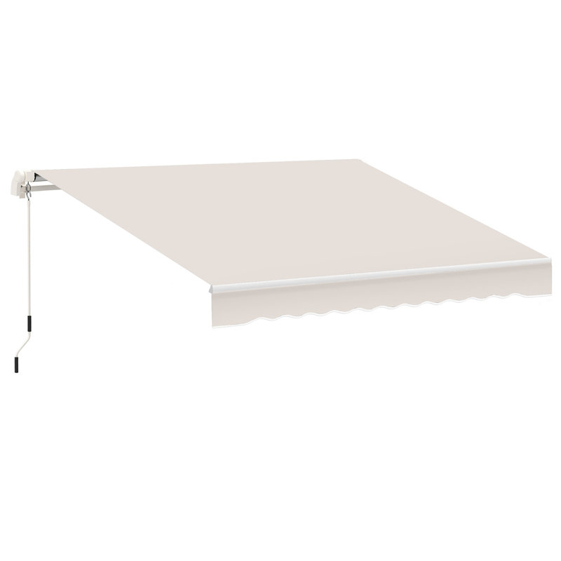 Patio Retractable Awning with Manual Crank, Exterior Sun Shade, Beige, 49.25" H x 78.75" W x 98.5" D