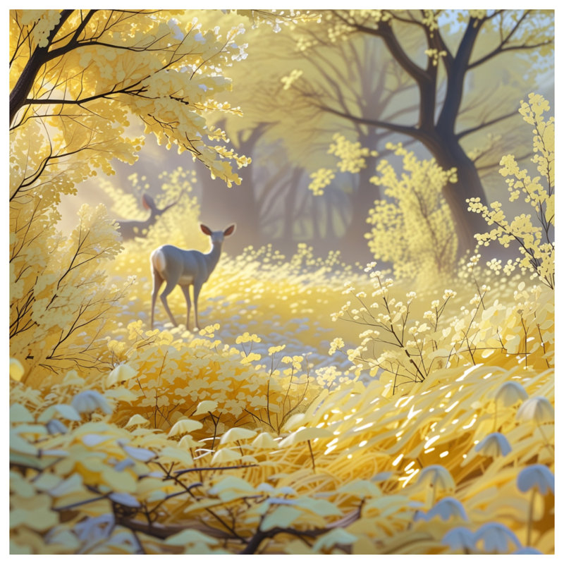 Couvre-lit de cerf jaune forêt jaune, Lit simple