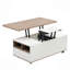 Table basse à plateau relevable moderne en noyer et blanc avec tiroirs et tablettes Modern