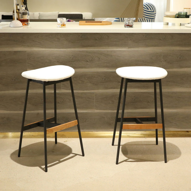 Ensemble de 2 tabourets confortables et élégants avec tabourets, tissu doux rembourré, sans dossier pour la cuisine, les chaises de bar de salle à manger