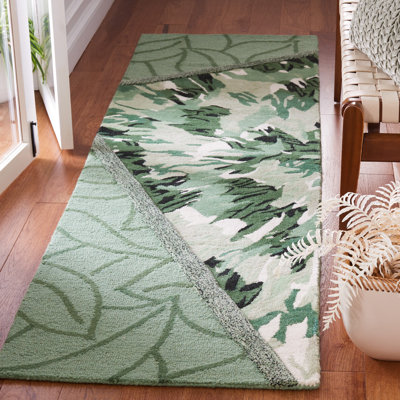 Tapis vert en laine touffeté à la main Tilleigh
