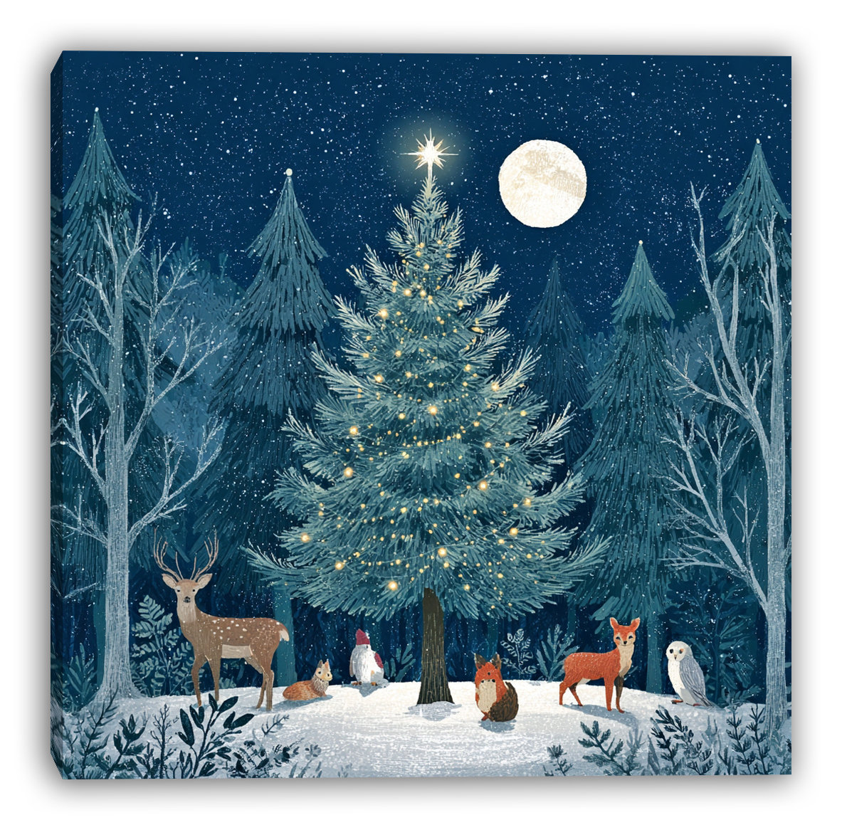 Union Rustic Woodland Tree Gathering Wrapped Canvas Wall Art | Wayfair