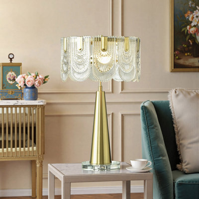 Lampe de table Tamara Day for Stylecraft Verena Steel - Laiton poli - Abat-jour transparent