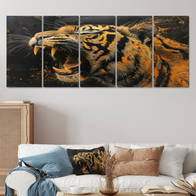 Portrait de tigre noir et doré - ensemble d'art mural animal tigre