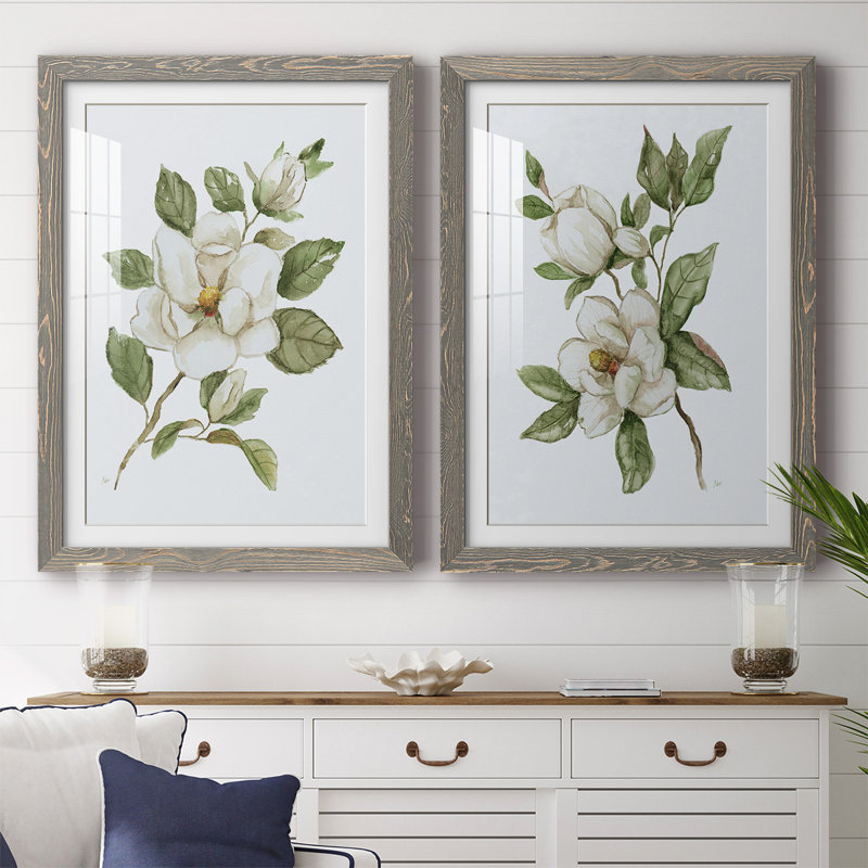 " Magnolia Morning I " 2 - Pieces, Gray, 31.5" H x 88" W x 1.5" D