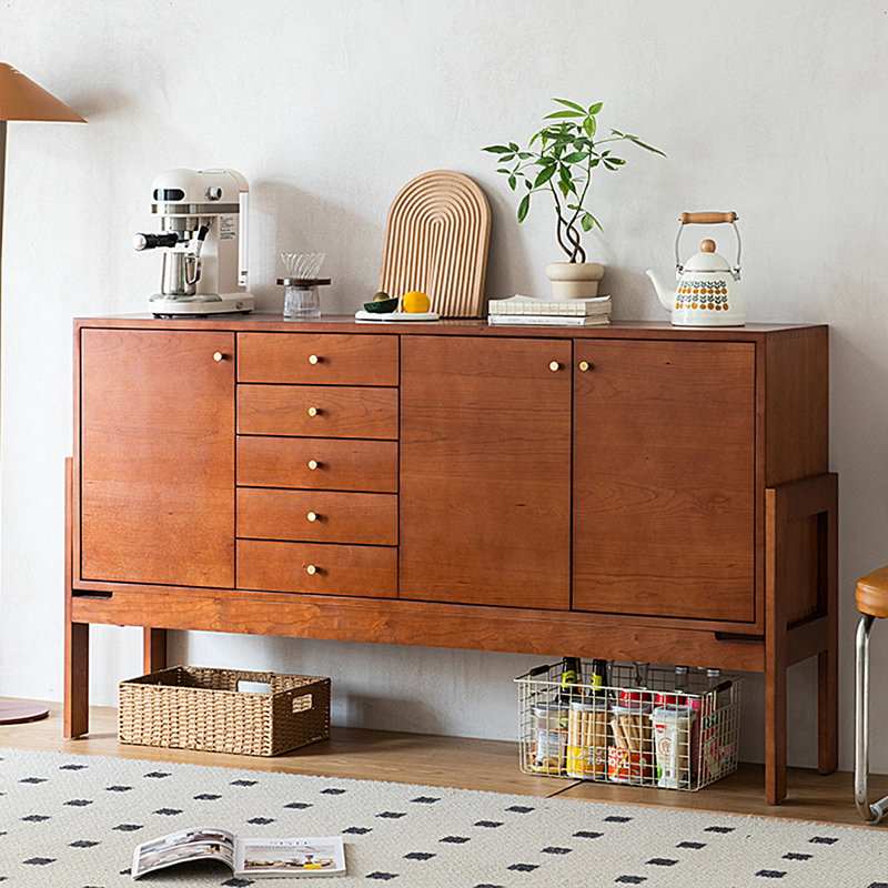 Armoire de rangement de 61,42 po en bois massif brun pour petit salon