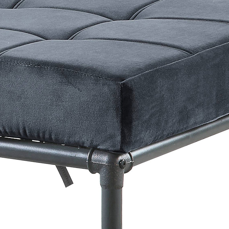 Industrial-Style Grey Bedroom Bench With Button- Cushion Velvet Industrial For Comfortable Seating