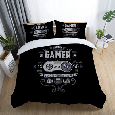 Black 100% Cotton 3 Piece Duvet Cover Set -  Home-Man, WF-WA3-GC 61 Twin