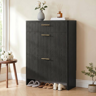 Shoe Cabinet Storage for Entryway with 2 Flip Drawers and 1 Small Items Drawer