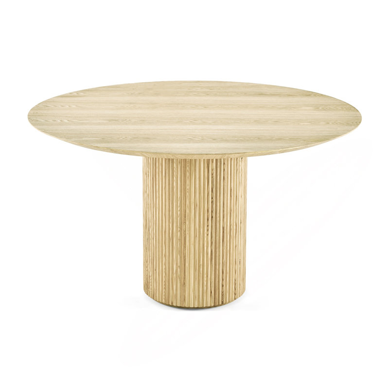 Fluted Natural Wood Round Dining Table