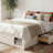 Queen Size Platform Bed Frame With 4 Storage Drawers And Footboard Storage Cubby, No Headboard, Modern Space-Saving Design-Antique White-124793711