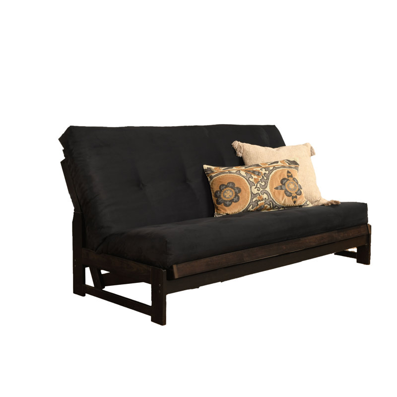 Structure de futon pleine grandeur et matelas 76 po Stratford, Microsuède noir