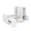 Lit plateforme double en bois avec tiroirs, bureau et tablettes-121082602