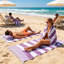 Striped Cottons Beach Towel 100x180cm With Tassels-2145521063