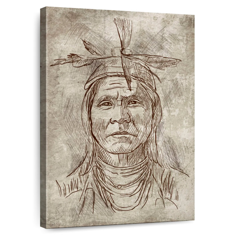Lelar American Indian Sketch, 24" H x 16" W