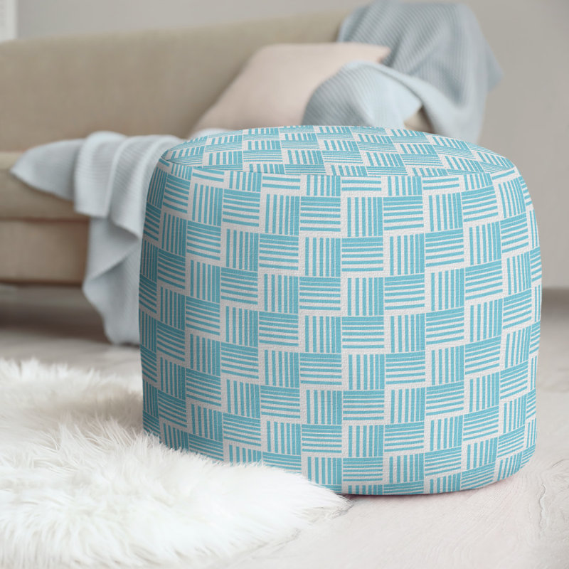 repose-pieds à rayures classic basketweave, Bleu sarcelle/Gris