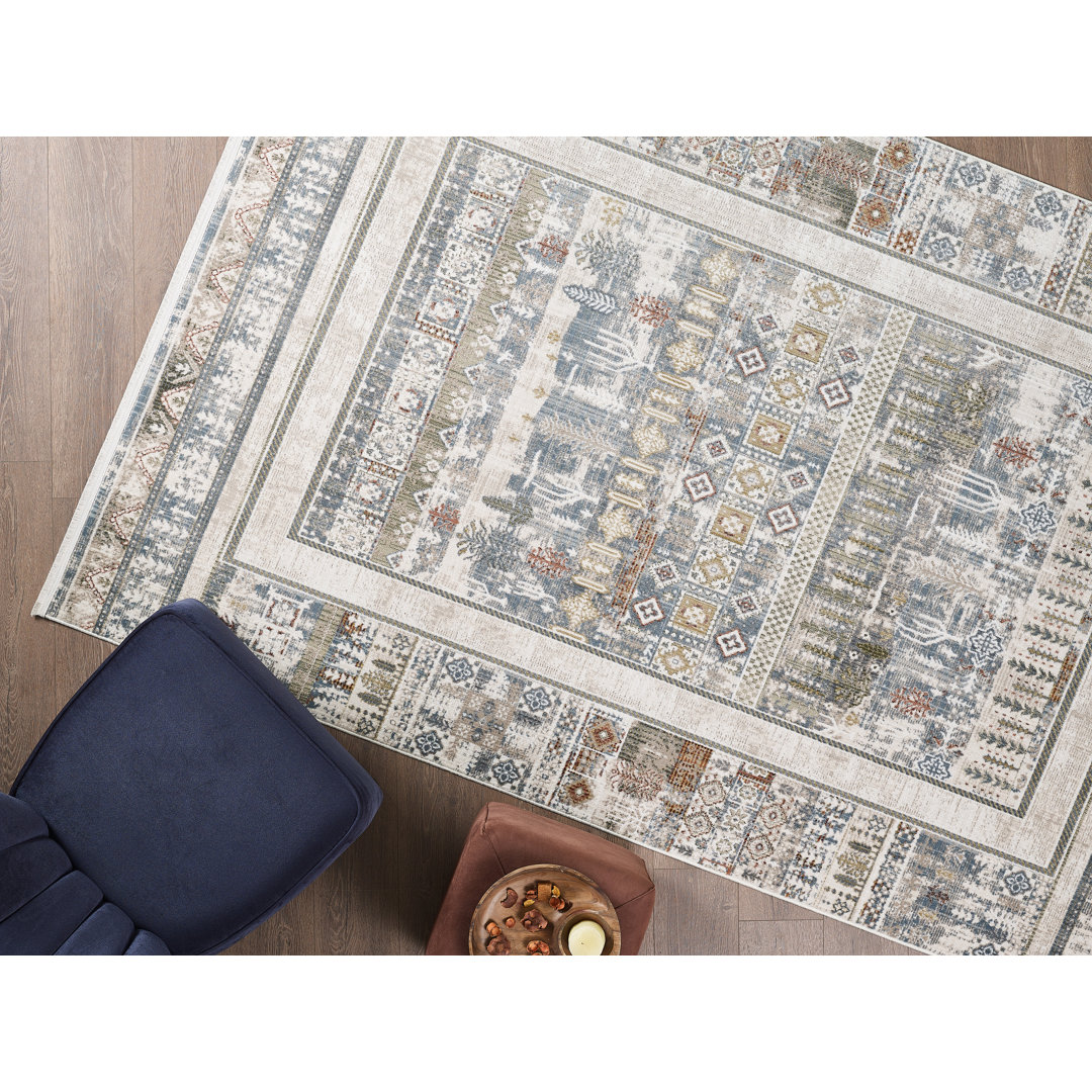 Boho Wilton Machine Woven Southwestern Vintage Area Rug For Living Room, Hallway Runner, Entryway Rug Bungalow Rose Rug 