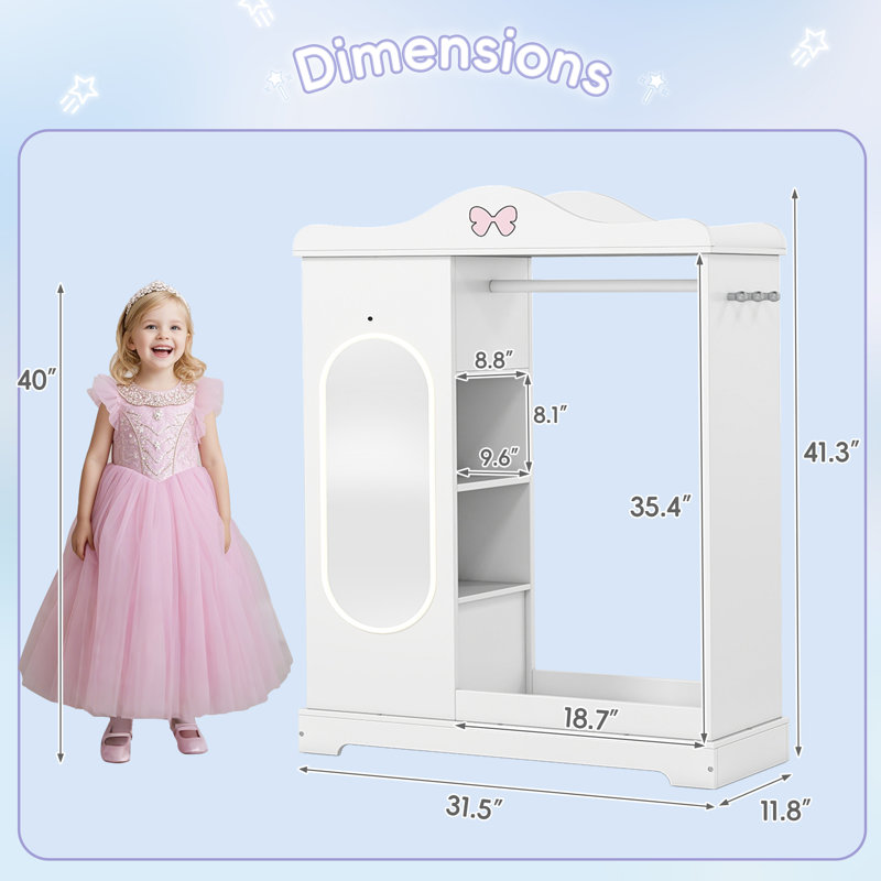 Kids Armoire With Jewelry Cabinet, White