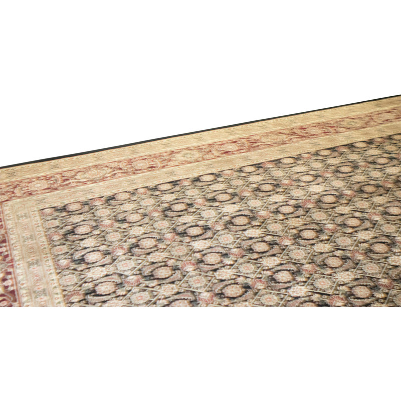 Hand Knotted Wool Area Rug in Black And Wine