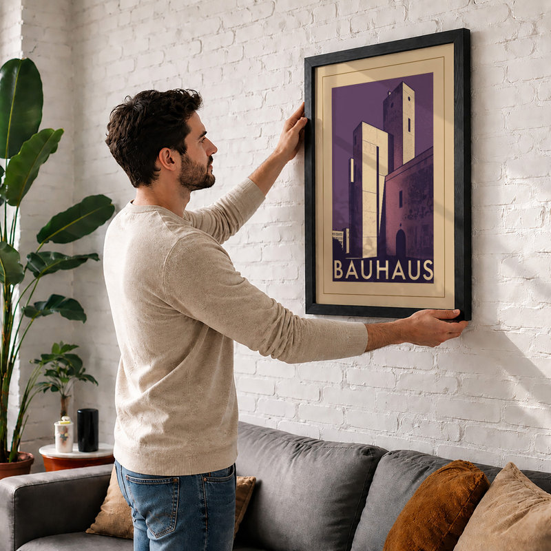 Bauhaus Tower Art Deco - Framed Print, A2 - 59.4 x 42.0 cm, Black
