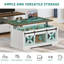 Table basse de style campagnard, table basse à plateau relevable avec rangement et porte de grange à rainures coulissantes, table centrale rustique pour le salon