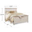 Grand lit à panneaux Isla, motif de faux planches, blanc délavé et bois brun-118778134