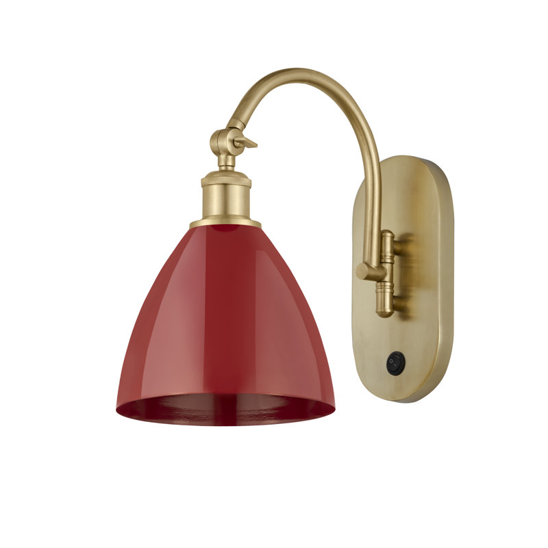 Plymouth Dome Armed Sconce, Red, Satin Gold