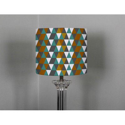 Autumn Geometric Triangles 22cm H Cotton Drum Lamp Shade ( Uno )