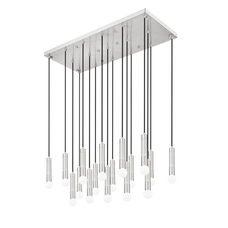 Lipman Modern Linear Chandelier, Brushed Nickel, 17 Lights