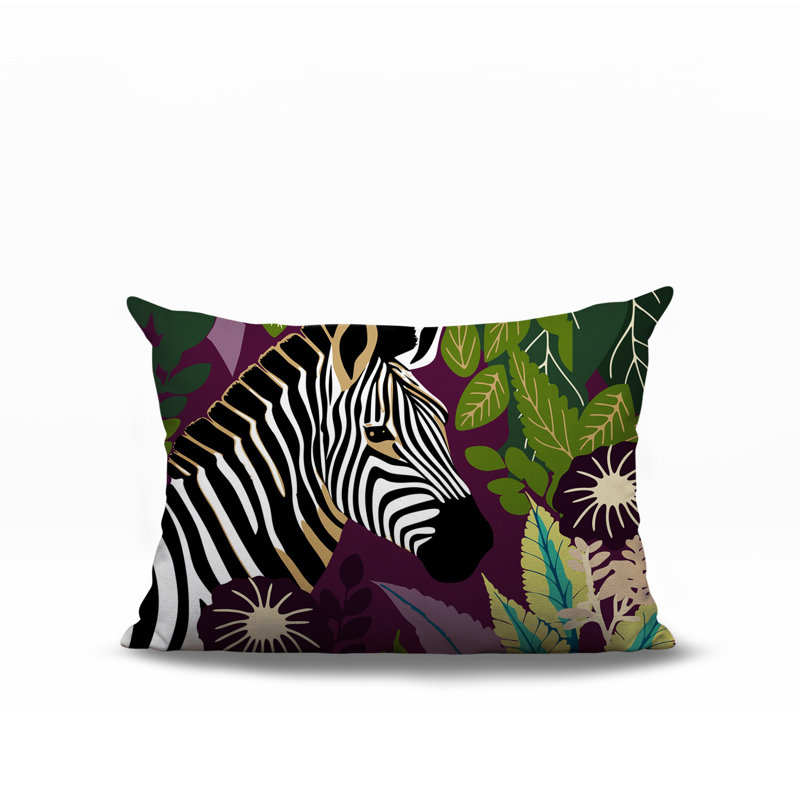 Oreiller rectangulaire réversible intérieur / extérieur Zyri Zebra, Purple, H 14 po x l 20 po