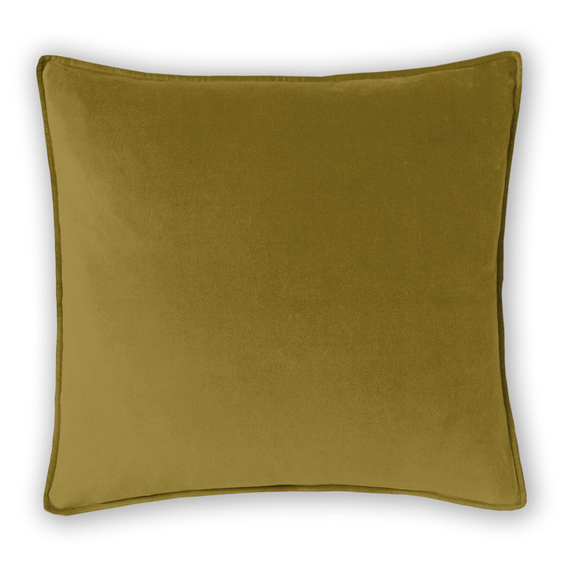 Alla Square Velvet Pillow Cover & Insert, 24" x 24", Curry