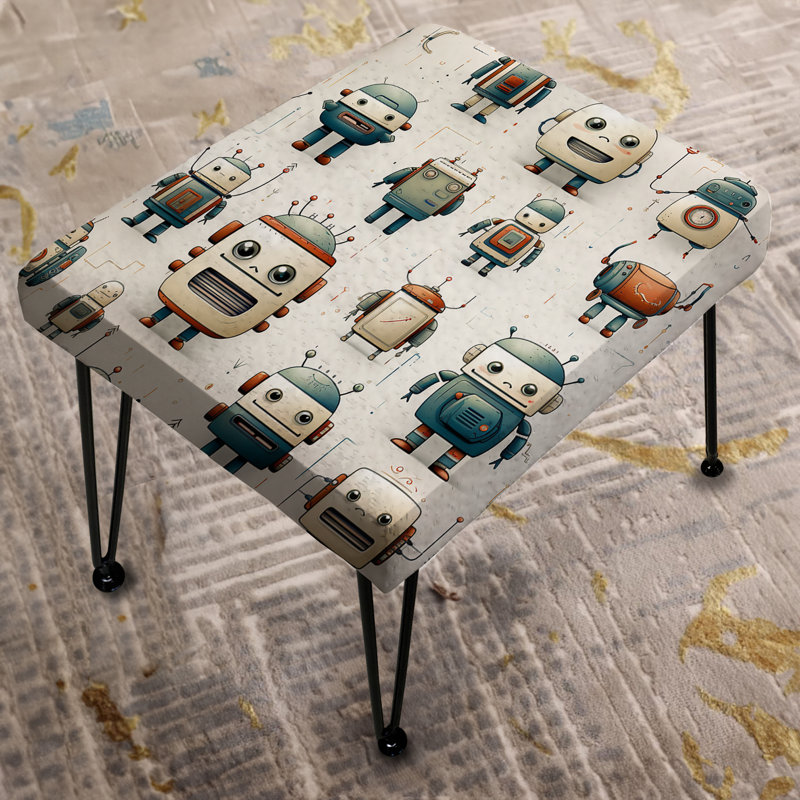 Motif robot pour chambre d'enfant - Repose-pieds rectangulaire pour chambre d'enfant