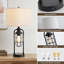 Ensemble de 2 lampes de table industrielles avec ports USB, lampe de chevet à intensité variable à 3 réglages tactiles avec veilleuse, lampe de table de chevet rustique pour le salon, la chambre et le bureau