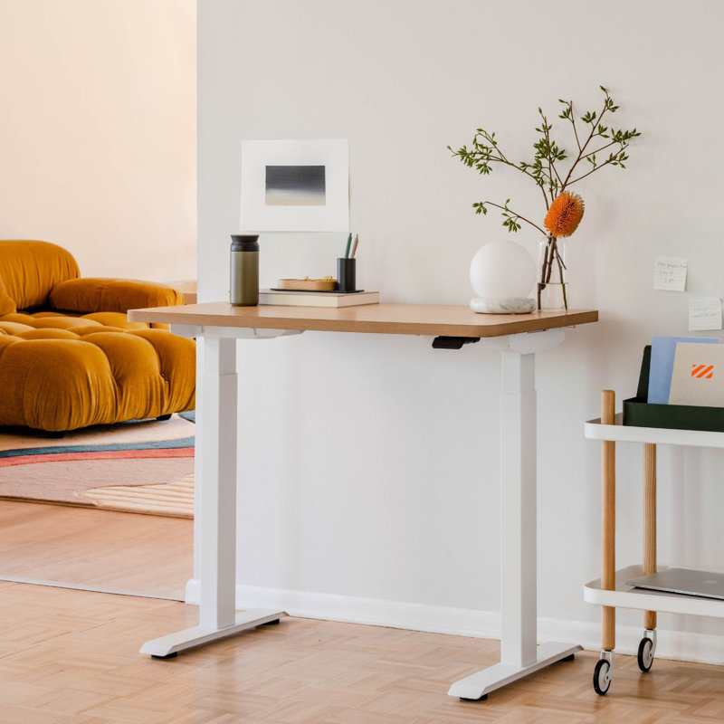 Duo Standing Desk, Woodgrain, 47.3" H x 48" W x 24" D, White