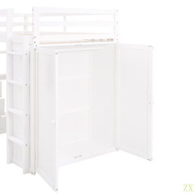 Twin Size Loft Bed With Drawers,Desk,And Wardrobe