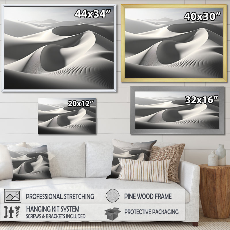 «Beach Photo Dune Dreams IX», reproduction sur toile, H 30 po x l 40 po x P 1,5 po, Cadre flottant noir