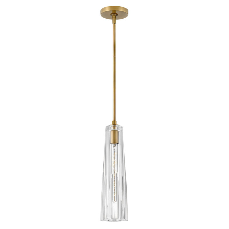 Cosette Single Light Adjustable Pendant w/ Thick Crystal-Cut Shade,  Clear glass