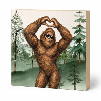 Panneau en bois Bigfoot en forme de cœur et de mains - Cadeau pour les amateurs de Bigfoot, Décoration Sasquatch