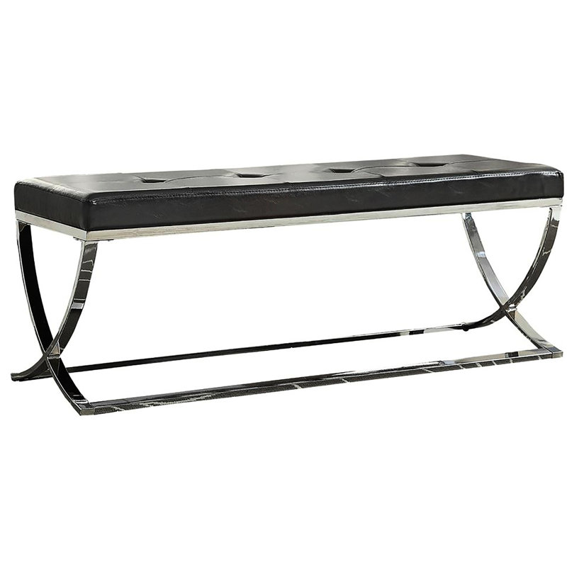 Banc noir élégant avec revêtement et détails pour cadre de couloir contemporain