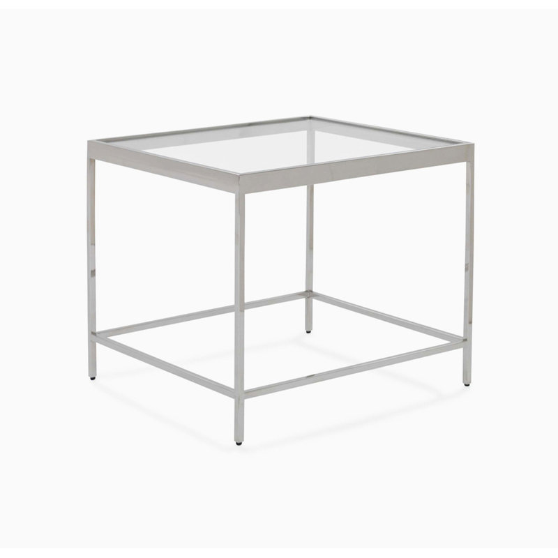 Vienna Side Table - Glass  Top, Polished Stainless Steel