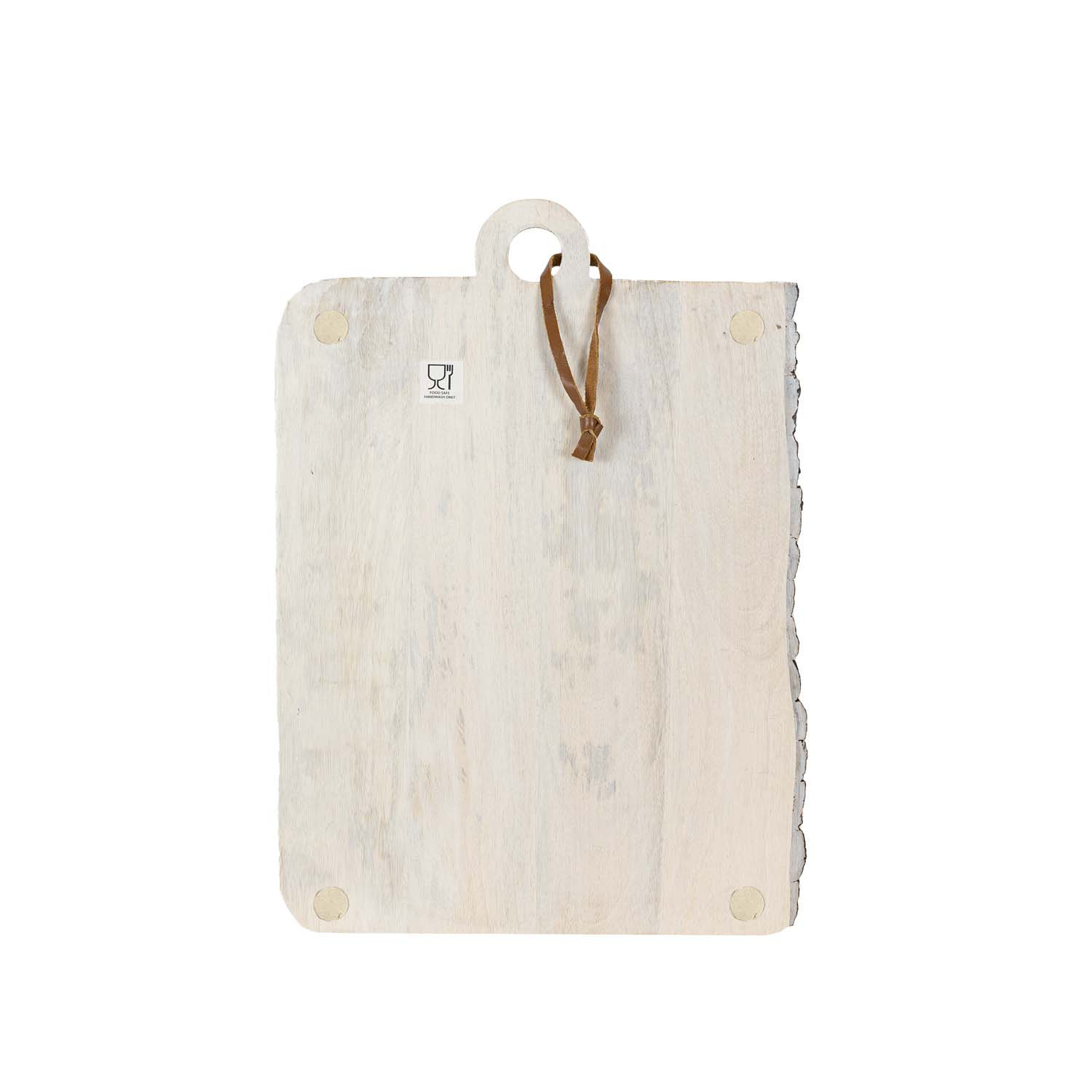 Foreside Home & Garden Live Edge Rectangle Cutting Board Whitewash Wood