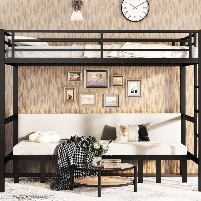Black Twin Xl Metal Bunk Bed With Three - Part Pull Out Lower Bunk, One Piece Guardrail On Top, Multifunctional For Home Living Section Bedroom