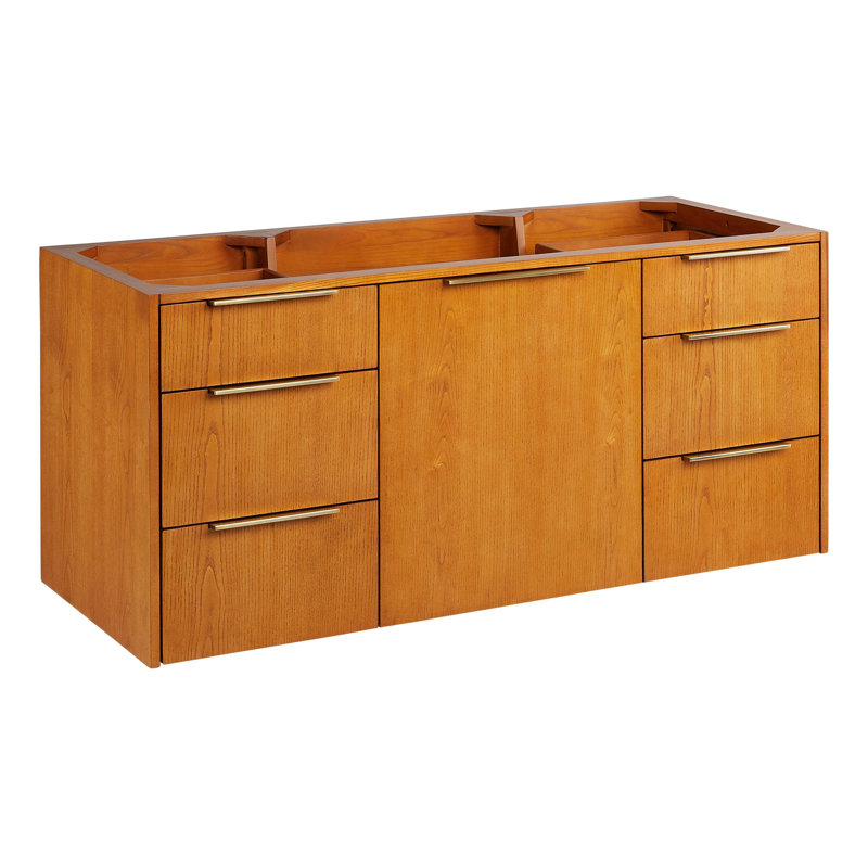 48" Dita Double Bathroom Vanity - Cabinet Only, Medium Wood