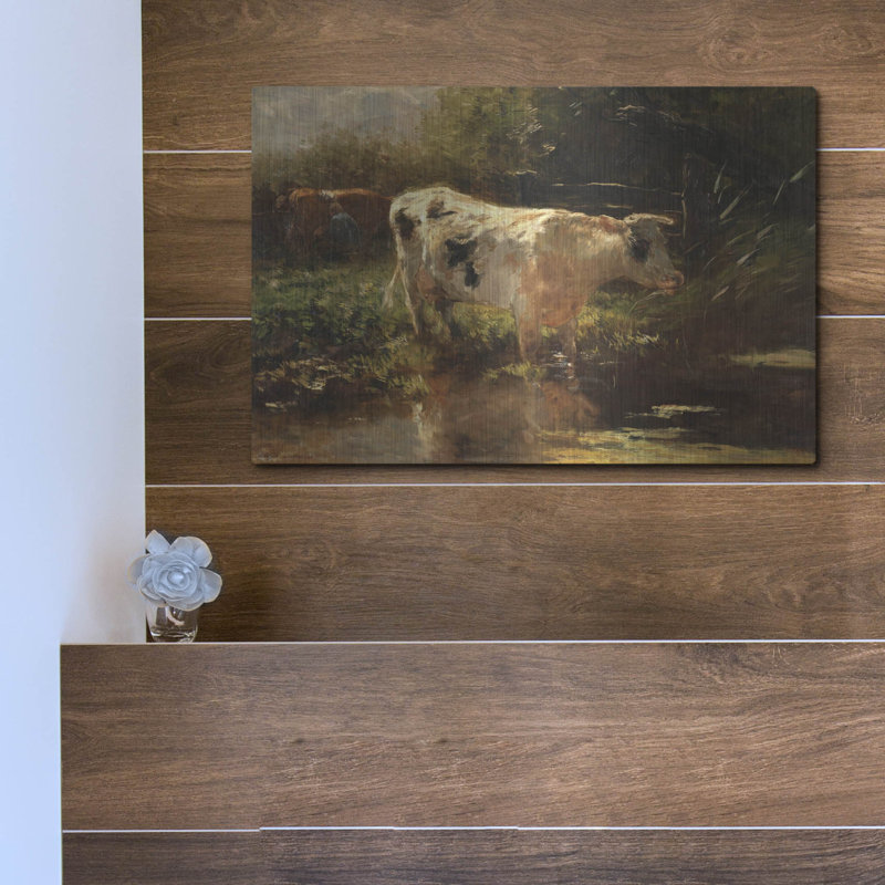 «Cow Beside A Ditch» par willem maris, H 12 po x l 16 po