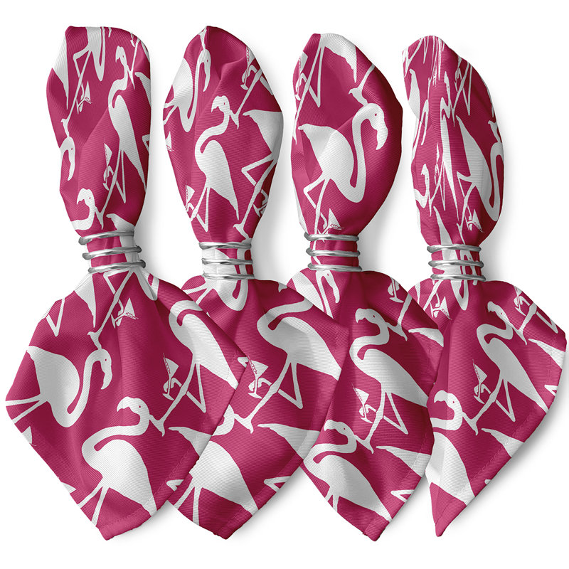 Ensemble de serviettes 4 pièces Josefien Flamingo Martini, Blanc