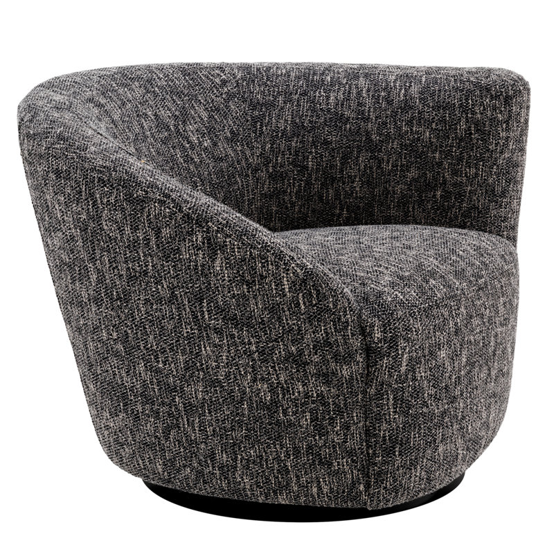 Colin Swivel Barrel Chair, Cambon Black Cotton Blend
