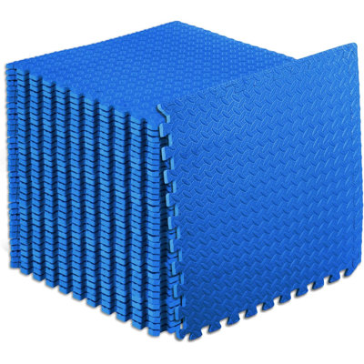 Blue Interlocking Foam Exercise Mat - 1/2" EVA Floor 36 Tiles