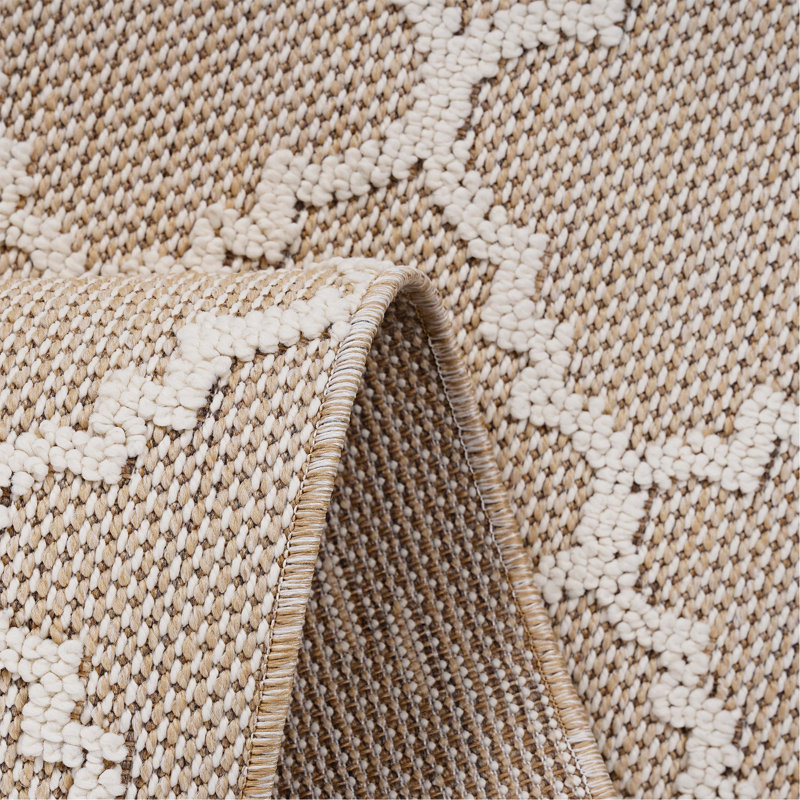 Tapis intérieur / extérieur 2X8 ivoire / treillis, Tapis de couloir 2 pi 2 po x 8 pi