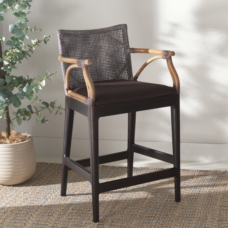 Tabouret de comptoir rembourré Caedon Gianni, Brun / siège gris / cadre brun